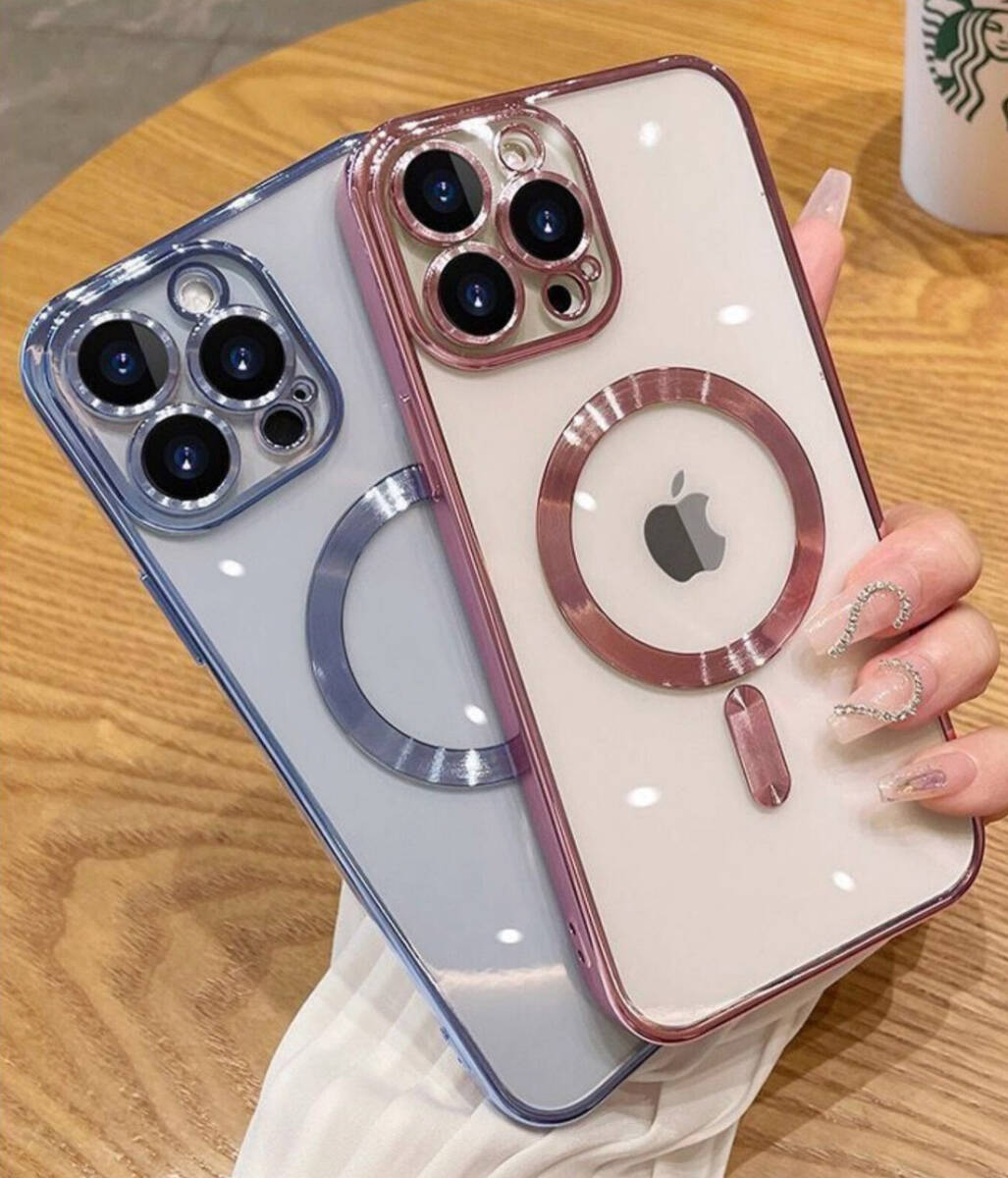 iphone15proケース TPU 軽量　カバー　無線　磁気 ワイヤレス充電 シルバー 
