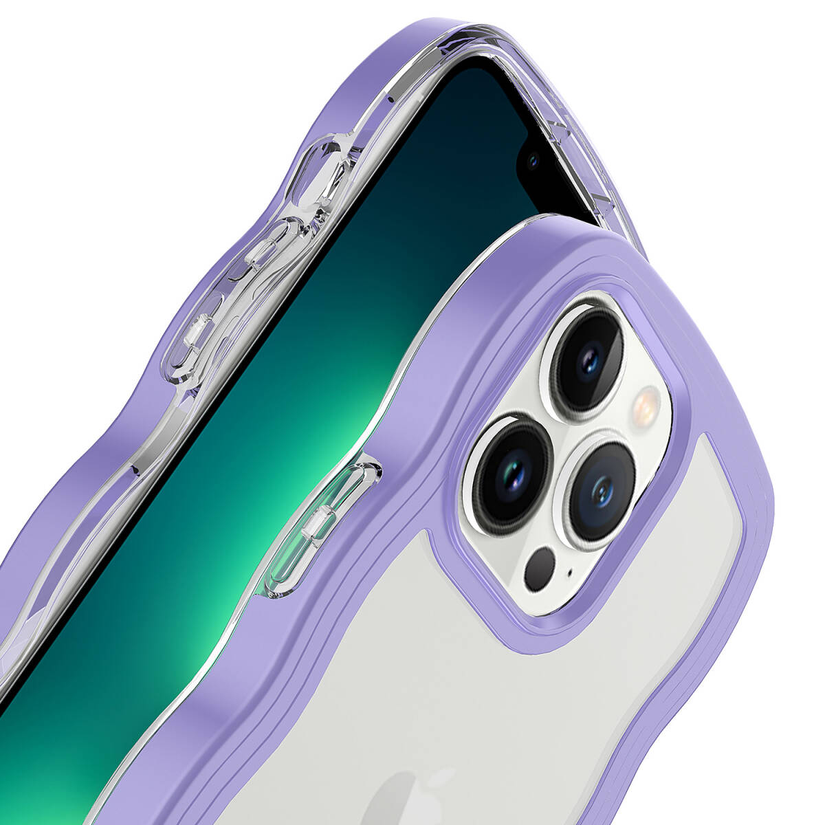 iphone15proケース カーバー TPU 可愛い　波型　お洒落　軽量 ケース 耐衝撃高品質ライトブルー1