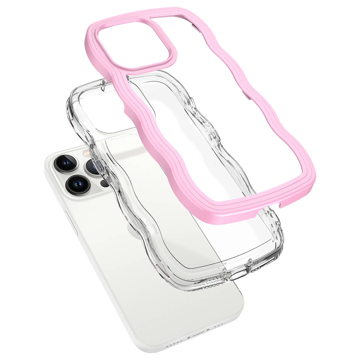 iphone15ケース カーバー TPU 可愛い　波型　　お洒落　軽量 ケース 耐衝撃高品質ライトブルー1