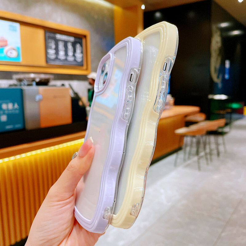 iphone14promaxケース カーバー TPU 可愛い　波型　　お洒落　軽量 ケース 耐衝撃高品質ホワイト37