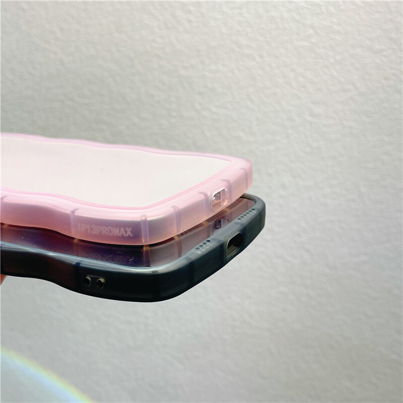 iphone14plusケース カーバー TPU 可愛い　透明　波型花　お洒落　軽量 ケース 耐衝撃高品質ブラック87