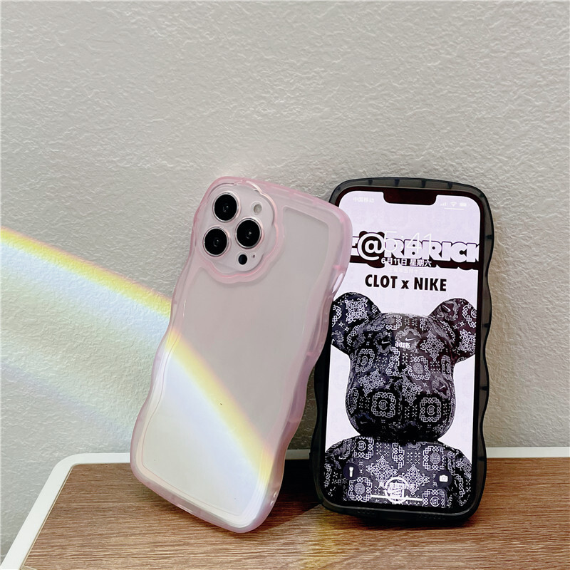 iphone14promaxケース カーバー TPU 可愛い　透明　波型花　お洒落　軽量 ケース 耐衝撃高品質ホワイト102