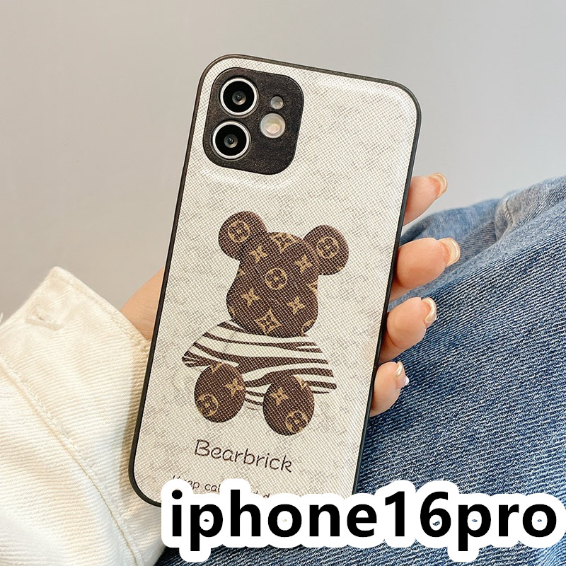 iphone16proケース カーバー TPU 可愛い 熊　お洒落　韓国　　軽量 ケース 耐衝撃 高品質 ホワイト8