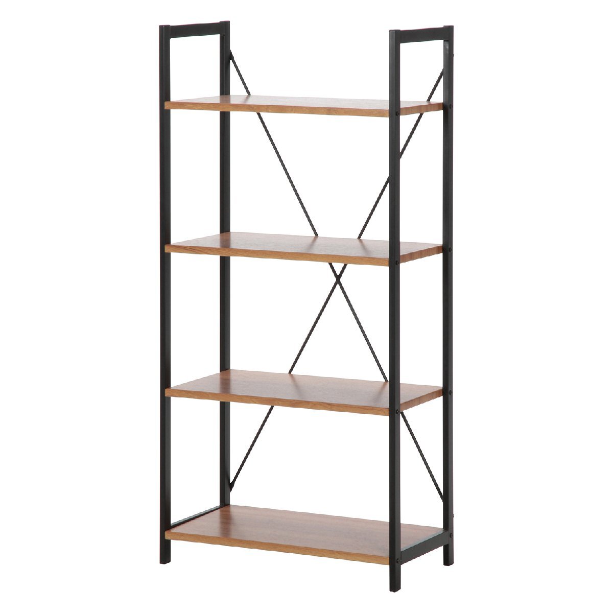送料無料 4段 スタイリッシュ オープンラック ブックシェルフ 本棚 飾り棚 幅60cm 奥行33cm 高さ126cm ブラウン(フレームはブラック) 新品 飾り棚