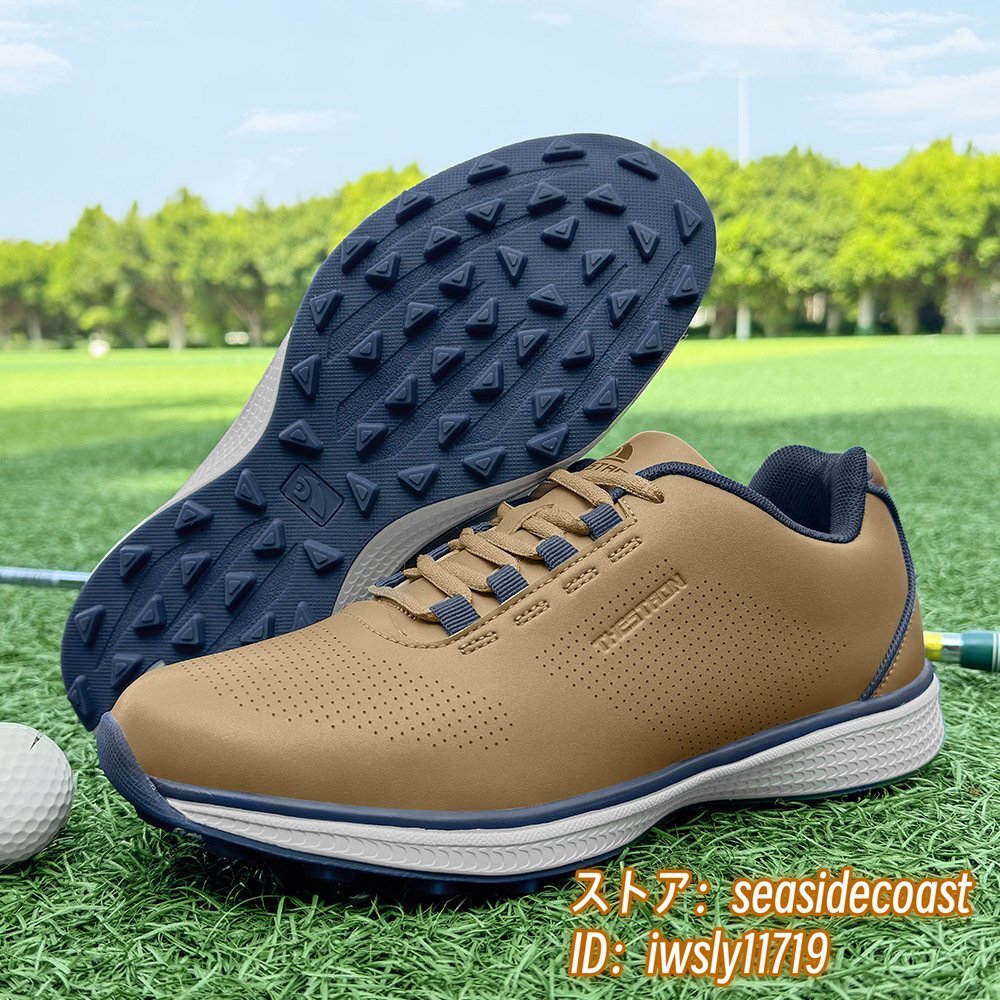 絶賛◆新品 ゴルフシューズ 通気性 スポーツシューズ メンズ 男女兼用 運(yùn)動靴 耐久性 スニーカー フィット感 防滑 耐磨 ブラウン 28.0cm