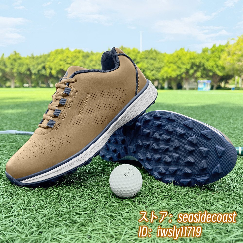 絶賛◆新品 ゴルフシューズ 通気性 スポーツシューズ メンズ 男女兼用 運(yùn)動靴 耐久性 スニーカー フィット感 防滑 耐磨 ブラウン 28.0cm