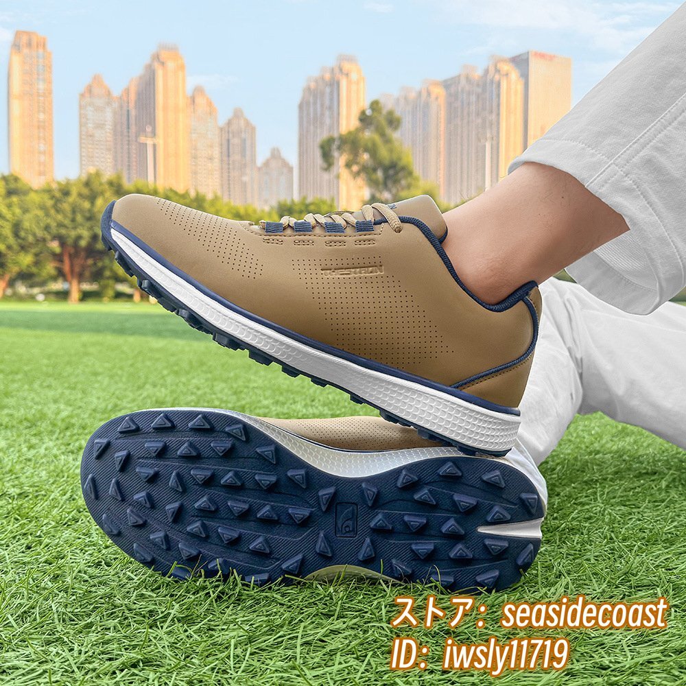 絶賛◆新品 ゴルフシューズ 通気性 スポーツシューズ メンズ 男女兼用 運(yùn)動靴 耐久性 スニーカー フィット感 防滑 耐磨 ブラウン 28.0cm