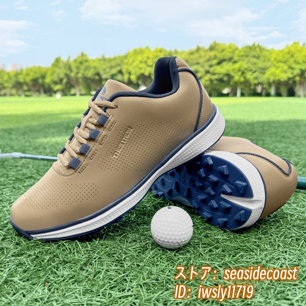 絶賛◆新品 ゴルフシューズ 通気性 スポーツシューズ メンズ 男女兼用 運(yùn)動靴 耐久性 スニーカー フィット感 防滑 耐磨 ブラウン 27.0cm