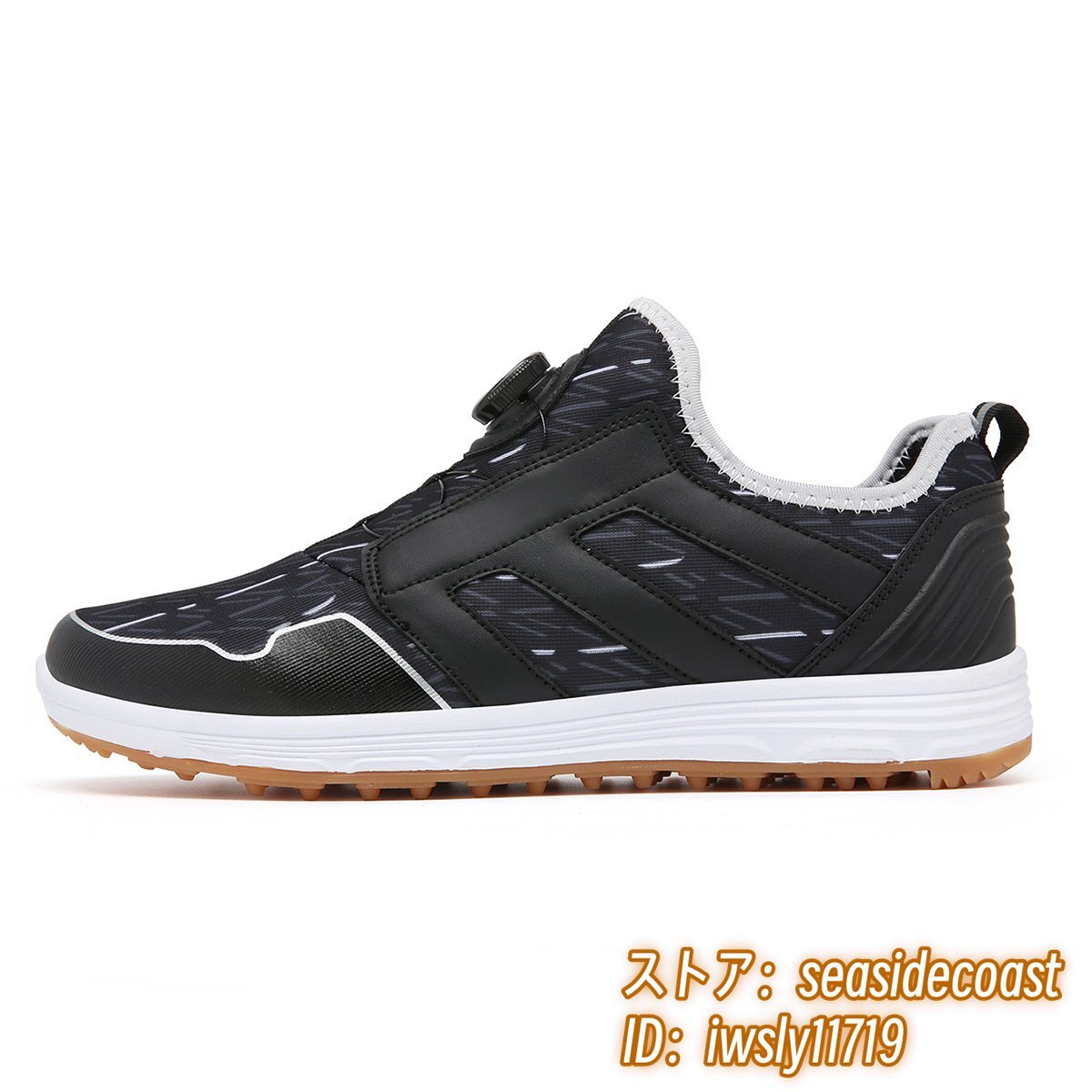 正規(guī)品 ゴルフシューズ 新品 レディース ダイヤル式 運(yùn)動(dòng)靴 幅広 フィット感 落書き 軽量 女性スポーツシューズ 防滑 耐磨 ブラック 27.0cm