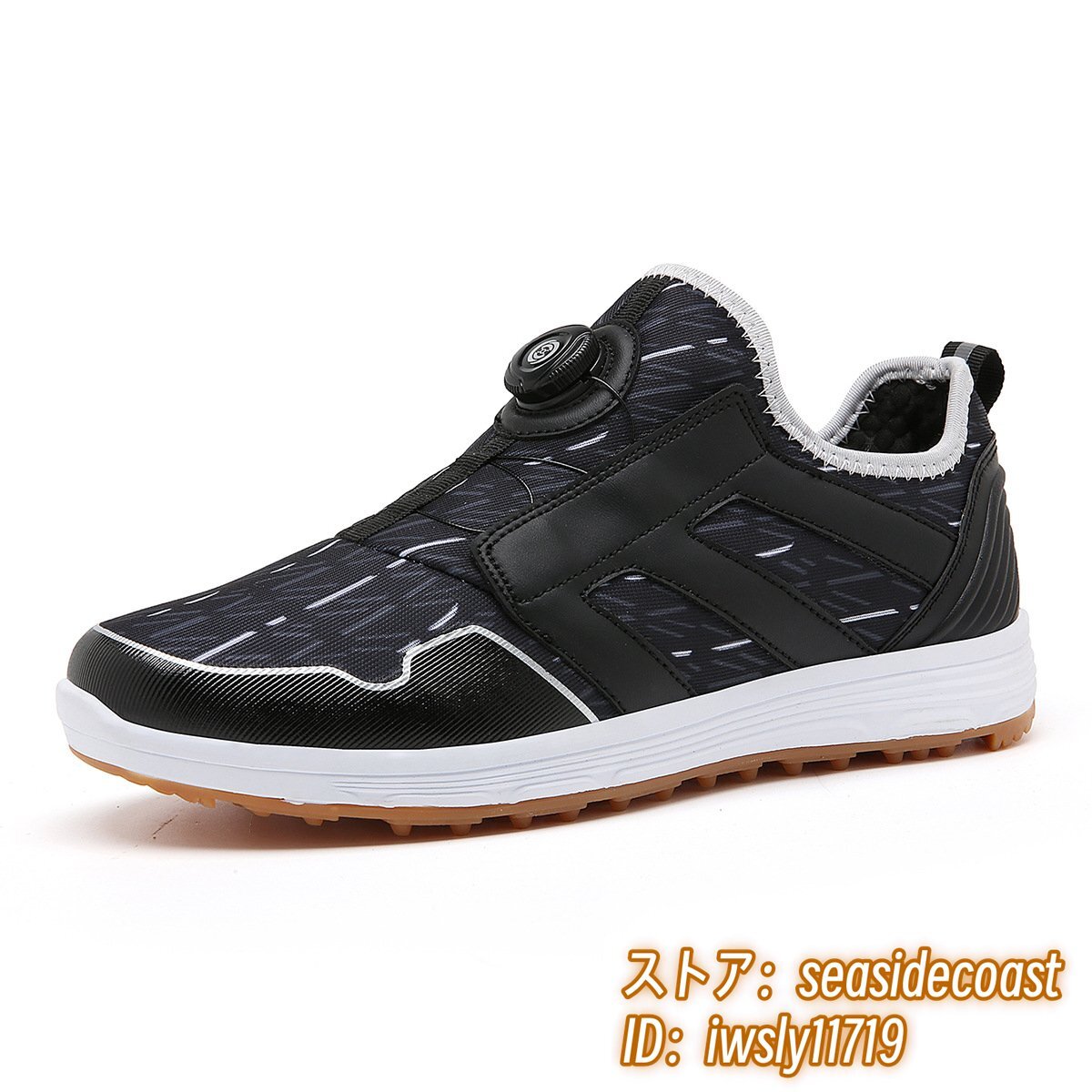 正規(guī)品 ゴルフシューズ 新品 レディース ダイヤル式 運(yùn)動(dòng)靴 幅広 フィット感 落書き 軽量 女性スポーツシューズ 防滑 耐磨 ブラック 27.0cm