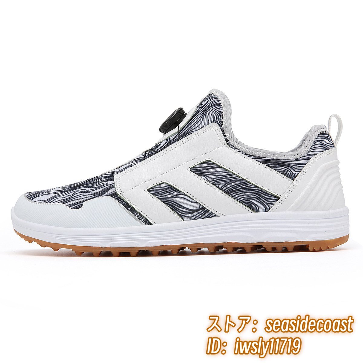 正規(guī)品 ゴルフシューズ 新品 レディース ダイヤル式 運(yùn)動(dòng)靴 幅広 フィット感 落書き 軽量 女性スポーツシューズ 防滑 耐磨 ホワイト 26.5cm