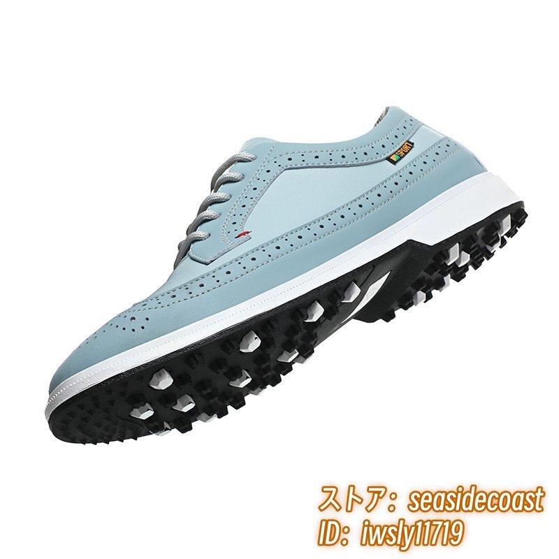新品◆最高級(jí) ゴルフシューズ メンズ 彫り 手作り 強(qiáng)いグリップ 4E 運(yùn)動(dòng)靴 スポーツシューズ 防滑 軽量 フィット感 弾力性 ブルー 28.0cm