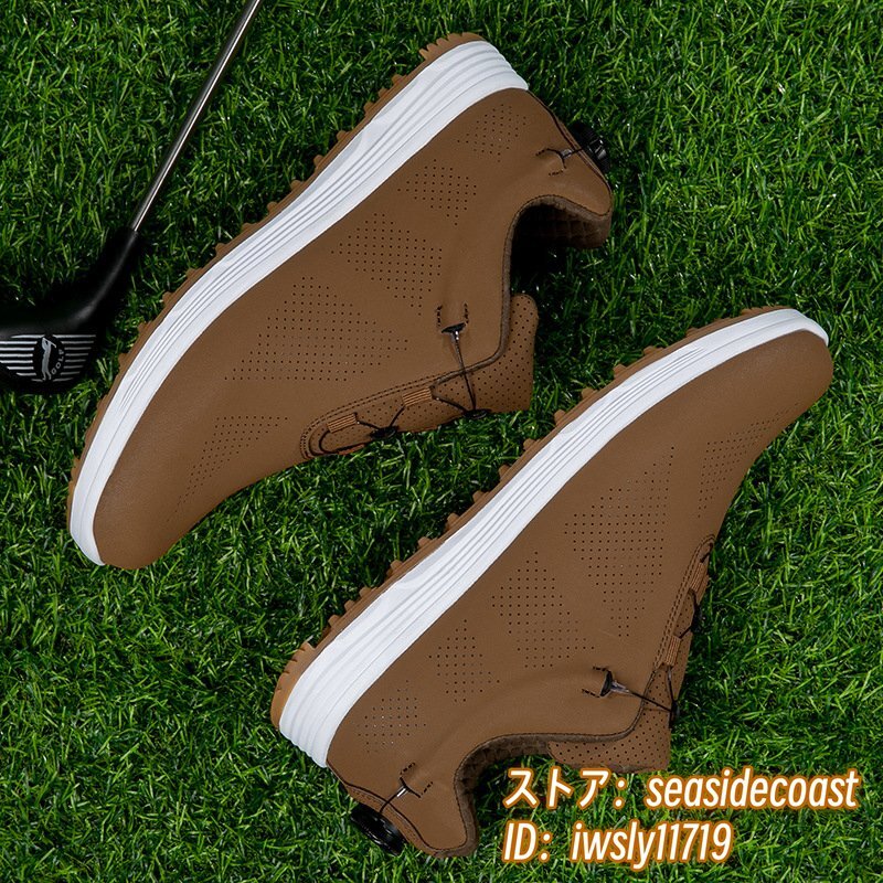 高級(jí)品◆GOLF靴 ゴルフシューズ 男女 スニーカー メンズ 運(yùn)動(dòng)靴 快適 防水 スポーツシューズ 耐久性 4E 幅広 カジュアル 珈琲色 26.5cm