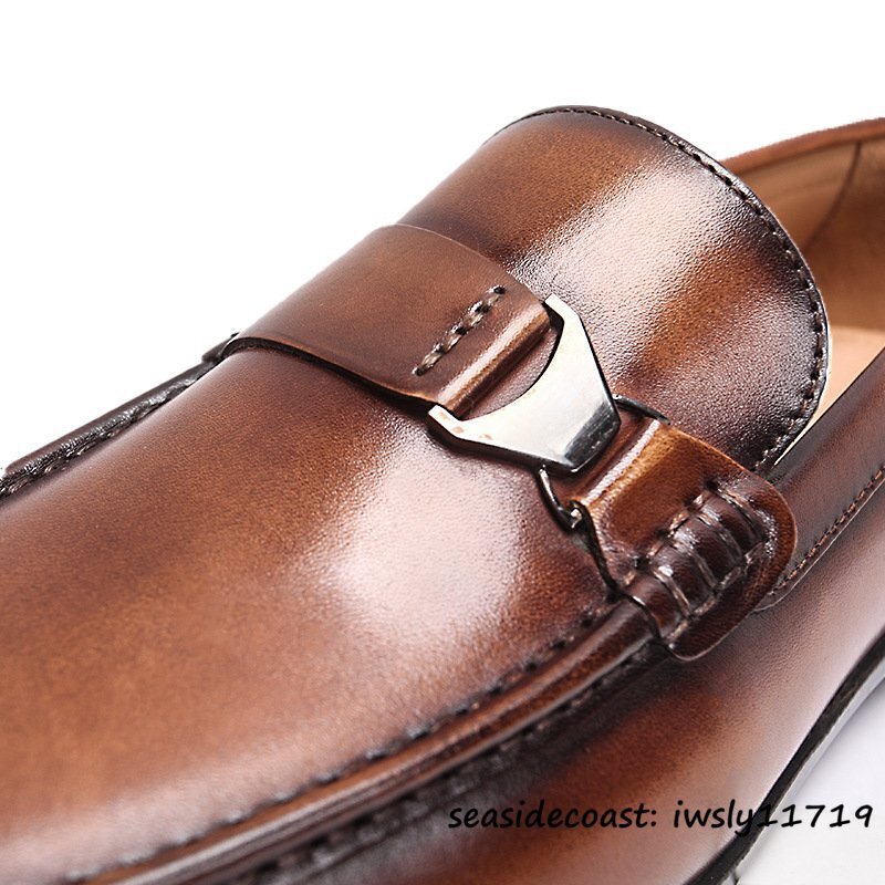  высший класс # обувь для вождения натуральная кожа bit Loafer высококлассный телячья кожа работник ручная работа туфли без застежки бизнес обувь кожа обувь Brown 26.5cm