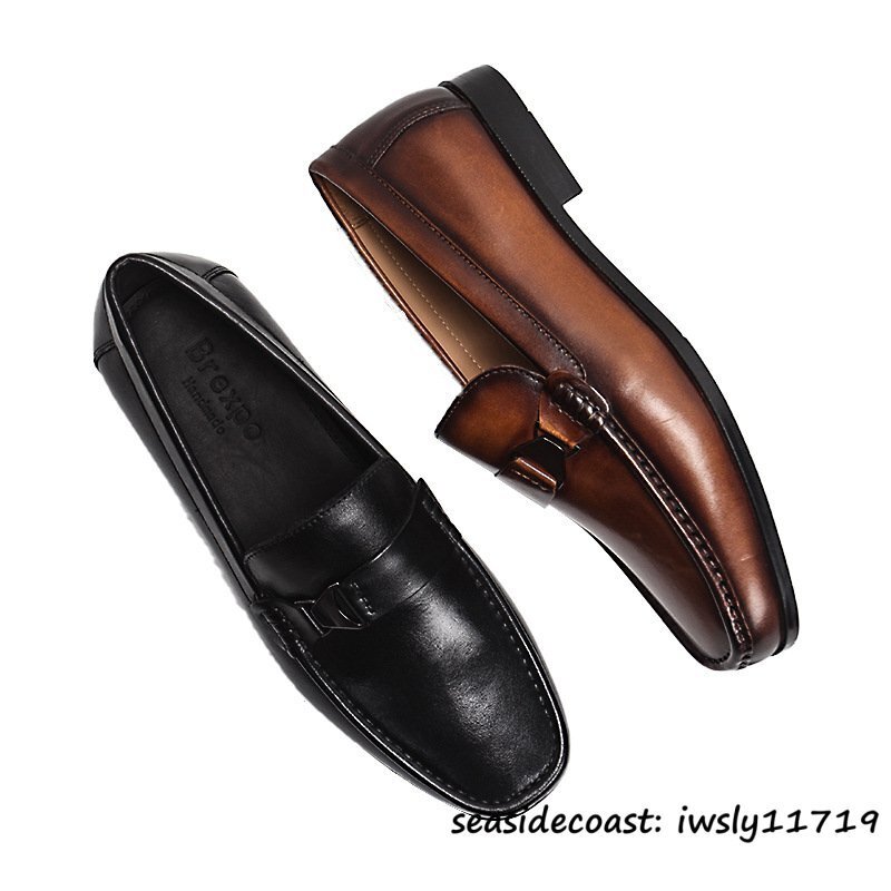  высший класс # обувь для вождения натуральная кожа bit Loafer высококлассный телячья кожа работник ручная работа туфли без застежки бизнес обувь кожа обувь Brown 26.5cm
