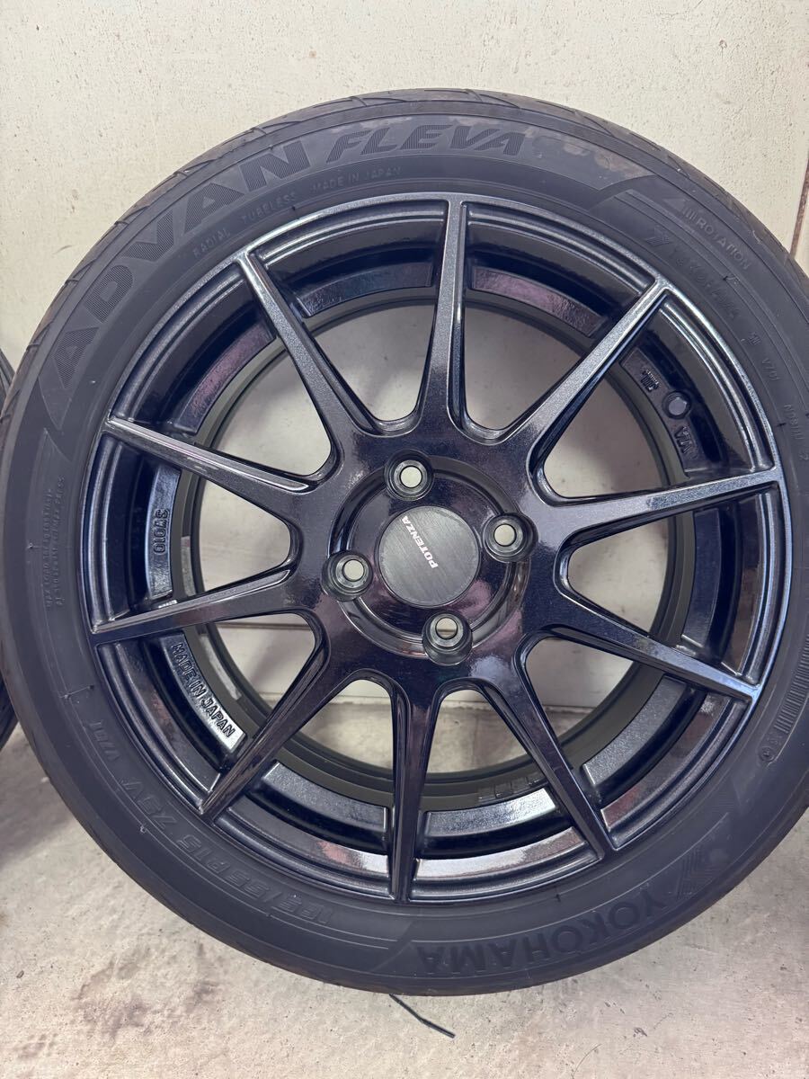 美品 ブリジストン ポテンザ SW010 15インチ 6J ADVAN FLEVA 4本セット ナット ハブリング付き PCD100 4穴