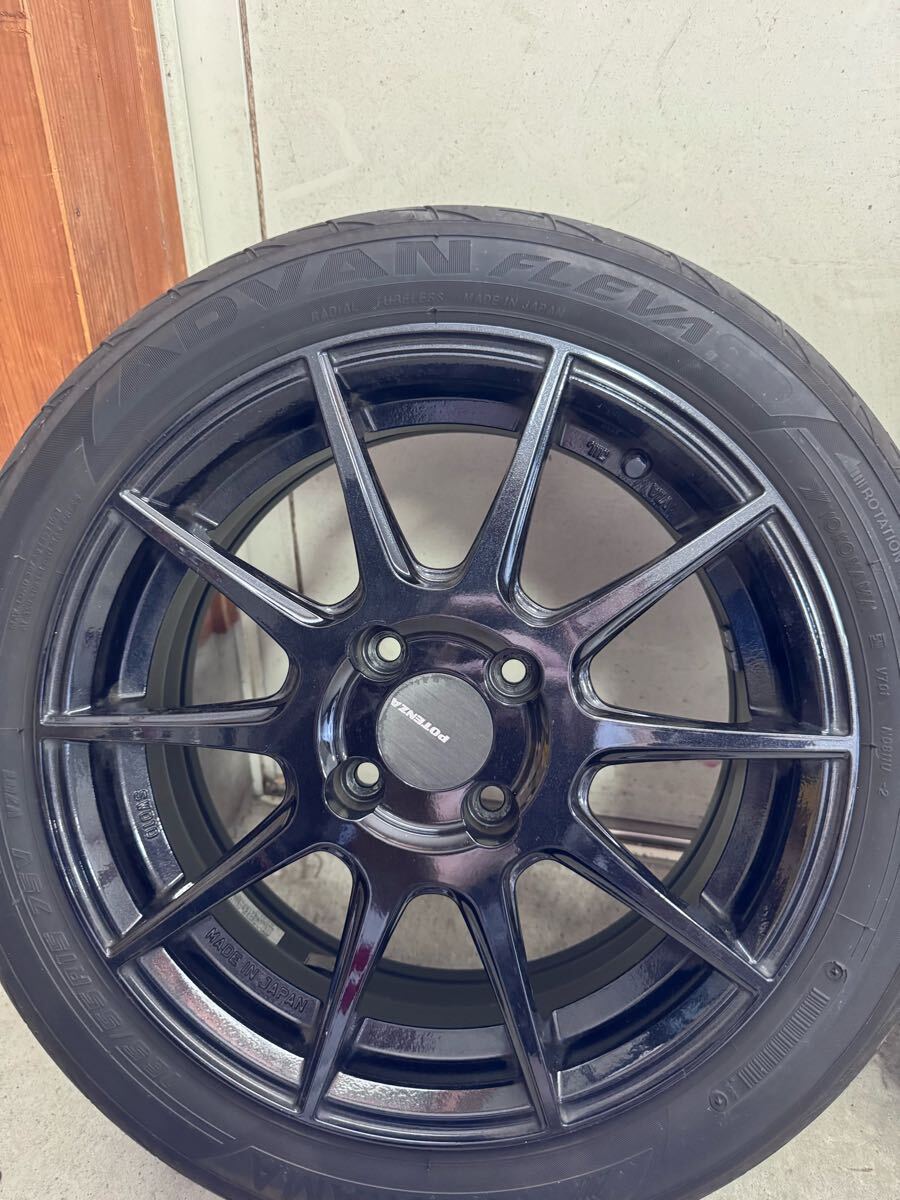 美品 ブリジストン ポテンザ SW010 15インチ 6J ADVAN FLEVA 4本セット ナット ハブリング付き PCD100 4穴
