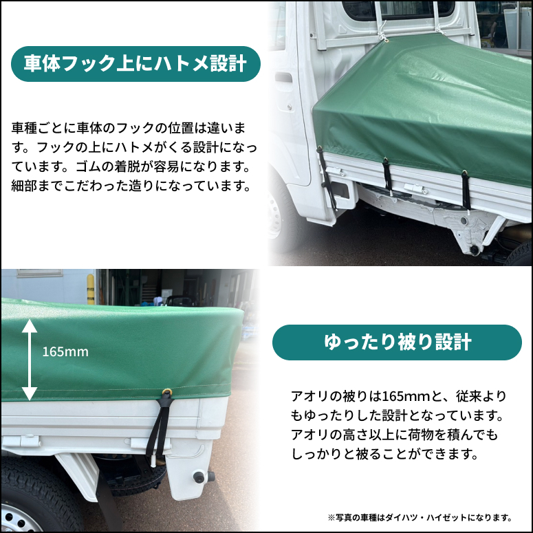 【ゴムチューブ付き】スズキ キャリー専用 荷台シート エステル帆布 軽トラ_画像4