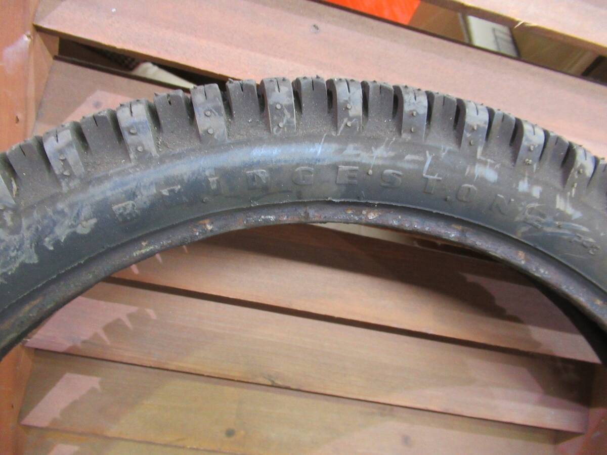 スノータイヤ ブリジストン 2.25-17 ミツボシ 2本 スタッドレス 郵政カブ スーパーカブ 新聞配達 倉庫整理品_画像3
