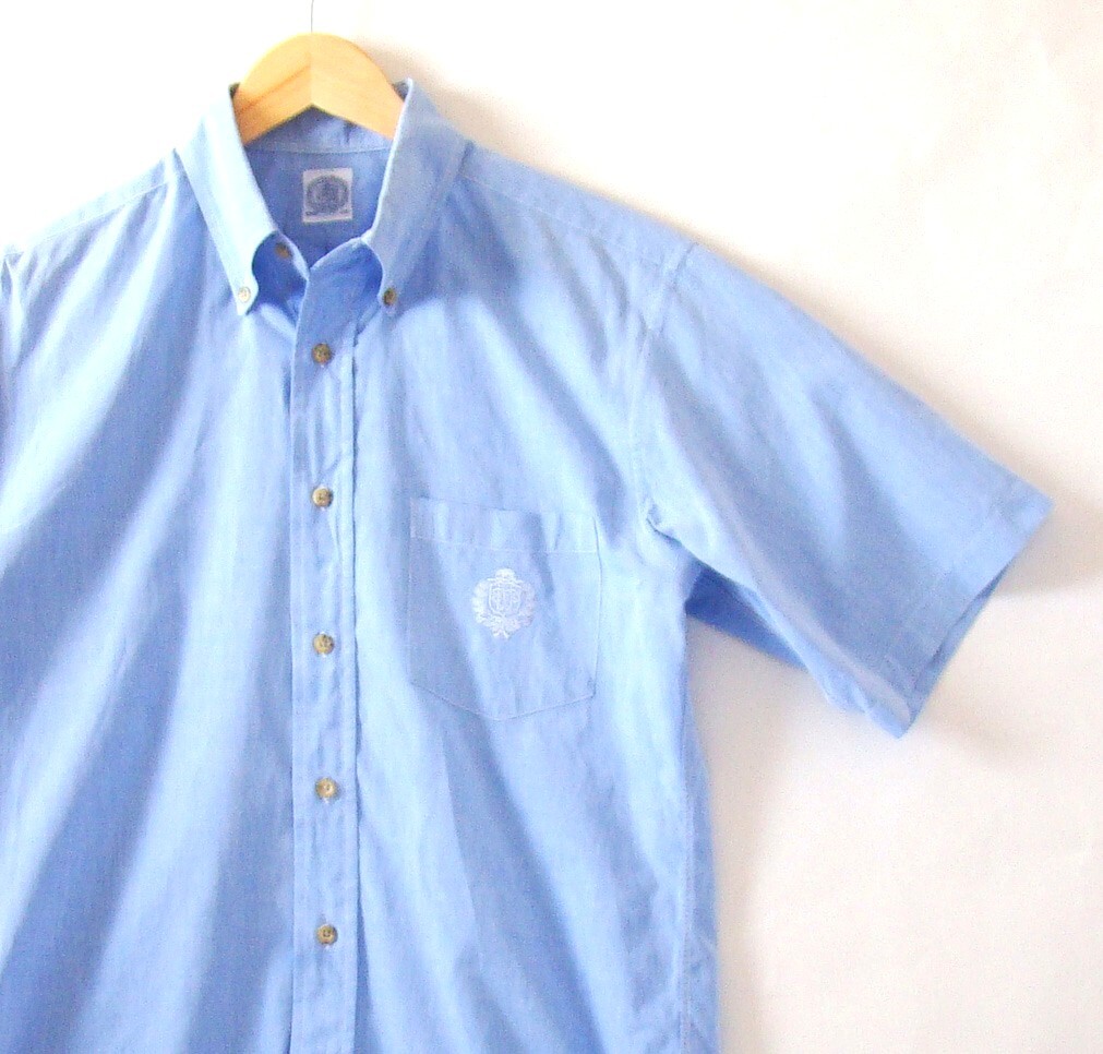 J.PRESS 　Jプレス 　シャンブレー　半　袖　　ボタンダウンシャツ 　ブルー 　水色
