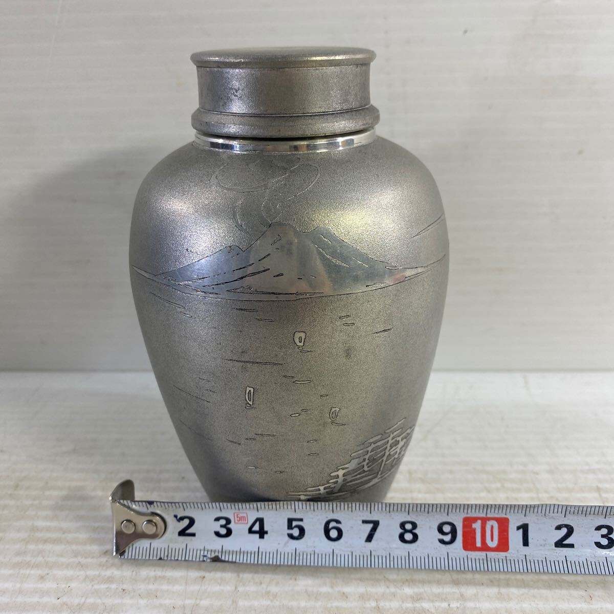 【限定販売】 正錫 さつま 岩切 煎茶 茶入 茶壺 茶道具 錫器 工芸品 桜島 茶筒 工芸品