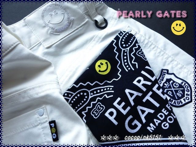 正規本物!パーリーゲイツ★PGスマイル刺繍★透け汚れ防止★ヒンヤリUV速乾★ストレッチ★パンツ★5番(L)白W80～84cm★藤田寛之★ツアー着用_画像6