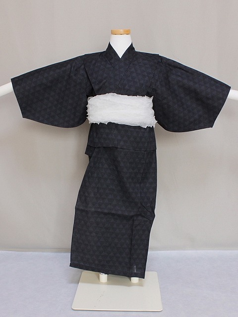 男の子 仕立済浴衣 K1771-110-05 送料無料 サイズ110 単品　黒色 男児用のゆかた 腰ひも付