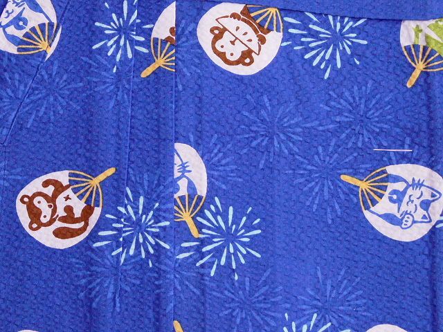 子供浴衣 Y3563-07-90 送料無(wú)料 仕立上り男の子のゆかた 子供ゆかた 90サイズ 紺色地のゆかた 夏のお祭りに