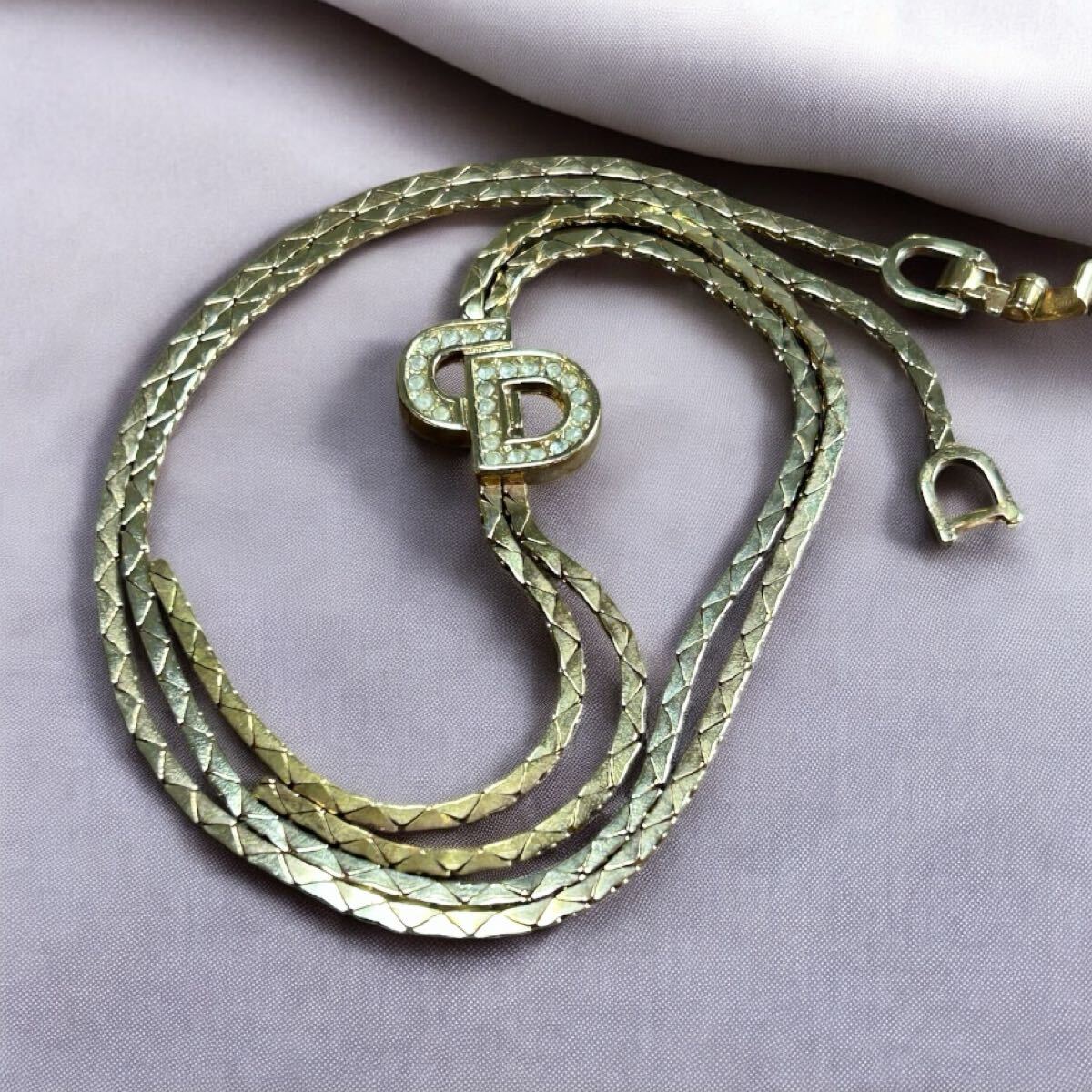 ☆中古美品☆ Christian Dior クリスチャン?ディオール CDロゴ ネックレス ゴールド レディース ビンテージ ヴィンテージ 中古 1円～