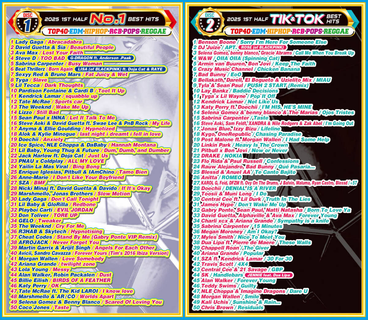 【洋楽 Mix CD】2025 上半期ベスト盤 K-POP 正規プレス盤　洋楽DVD K-POP / Lady Gaga / David Guetta / LISA / The Weeknd / ROSE