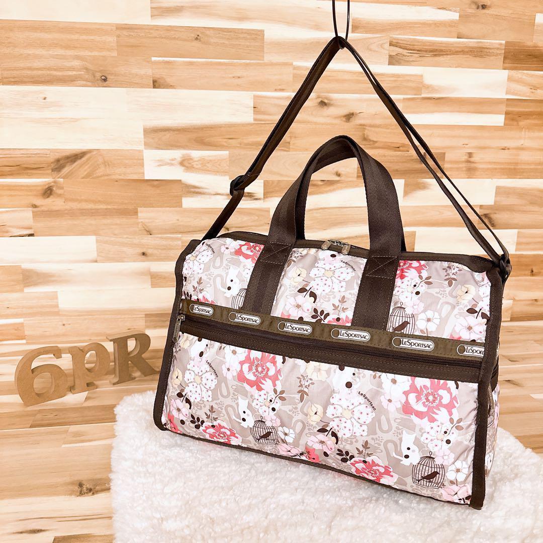 [ Le Sportsac ] цветок цветок кошка кошка рисунок сумка на плечо маленькая птица серый × розовый [HFby6PR] женский * сумка * весна лето * осень-зима [1N8Z]
