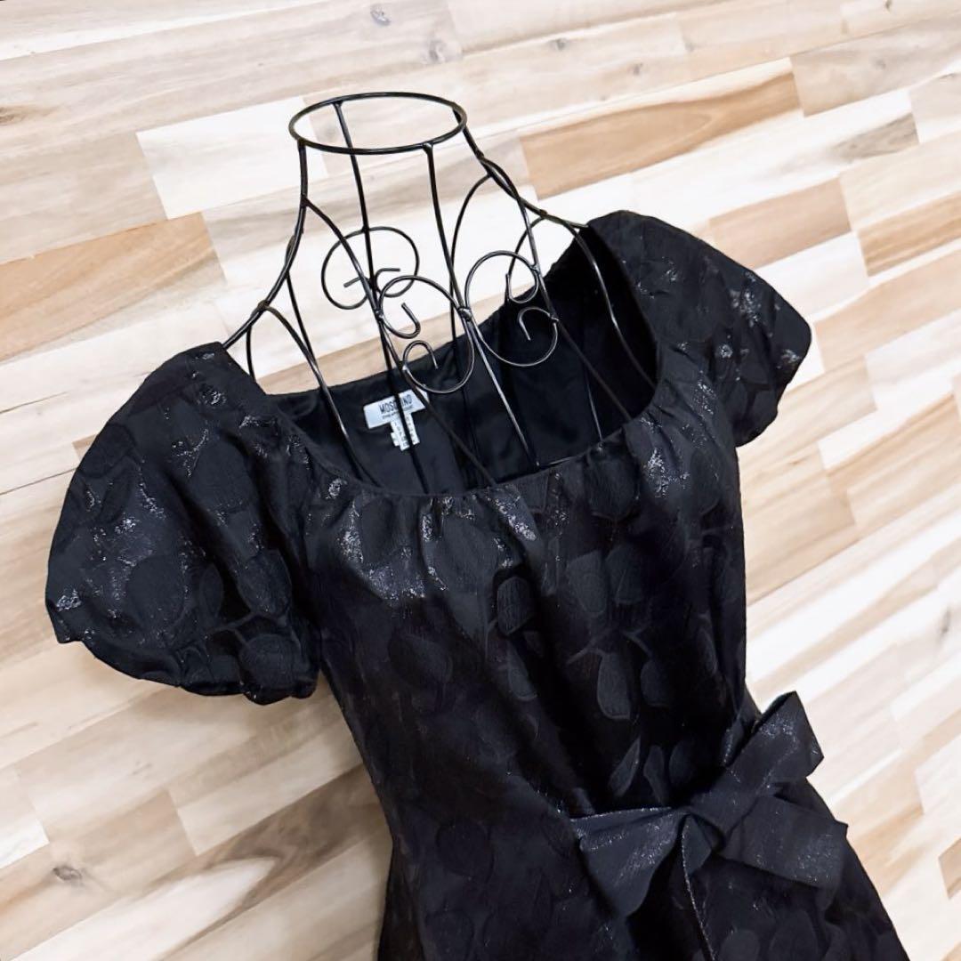 【モスキーノ】ラメ糸 ジャカード織 ドレス ワンピース ボタニカル リーフ柄 黒【HFby6PR】レディース・洋服・春夏・秋冬【8VB7】_画像3