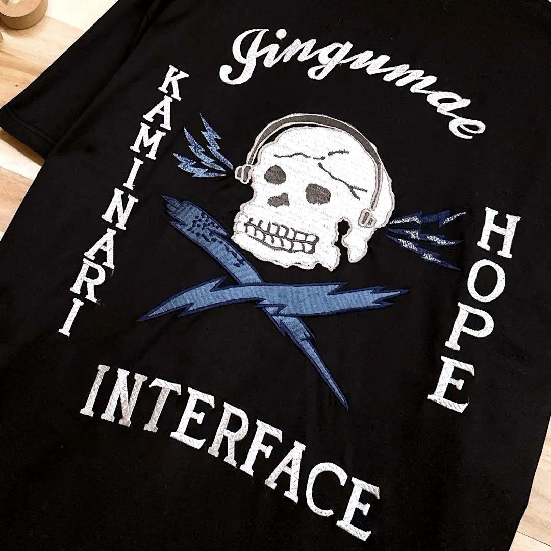 レア/美品【ミハラヤスヒロ】スカル 刺繍 アシンメトリー 半袖Tシャツ 青×白【HFby6PR】メンズ・洋服・春夏【T4N4G7T】_画像2