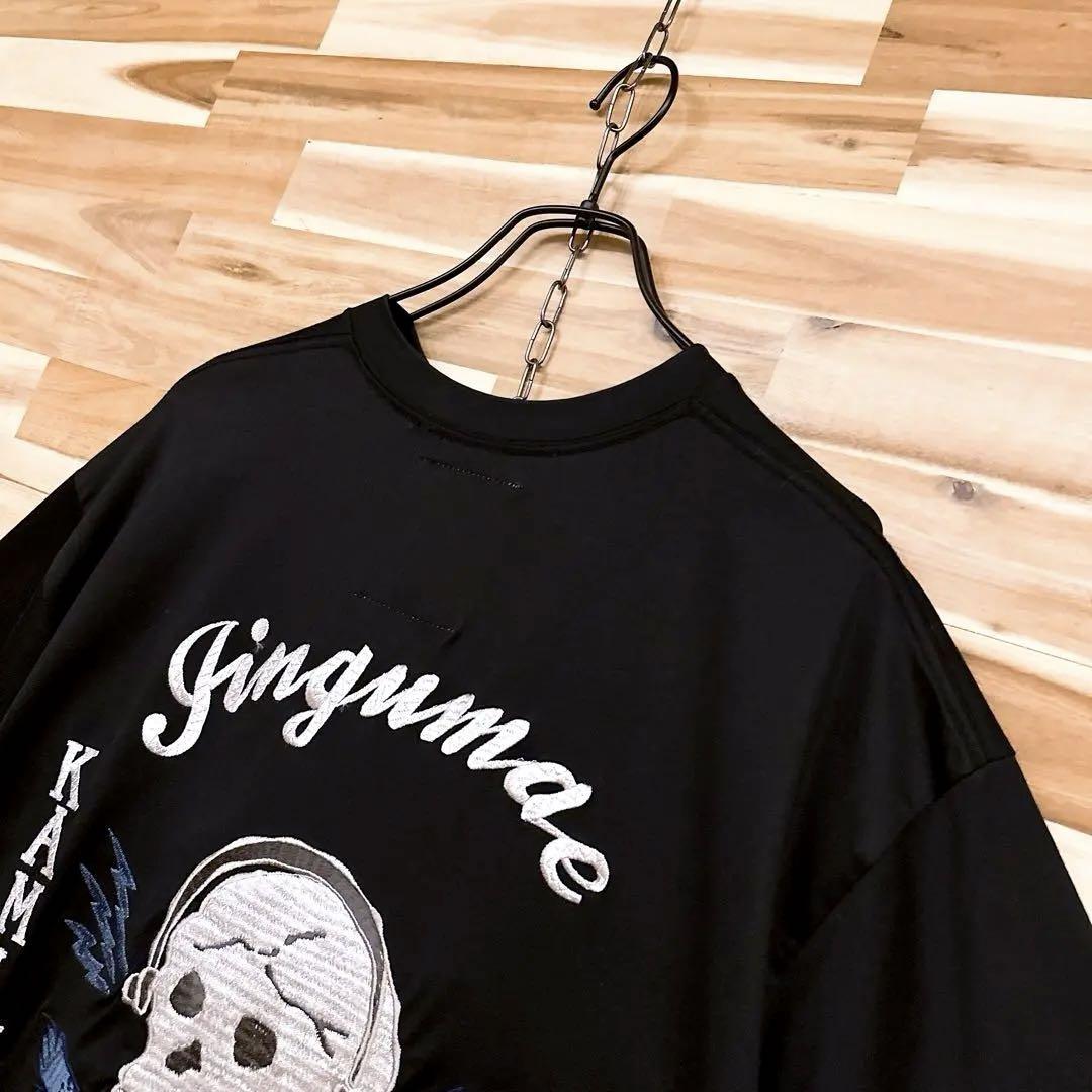 レア/美品【ミハラヤスヒロ】スカル 刺繍 アシンメトリー 半袖Tシャツ 青×白【HFby6PR】メンズ・洋服・春夏【T4N4G7T】_画像3