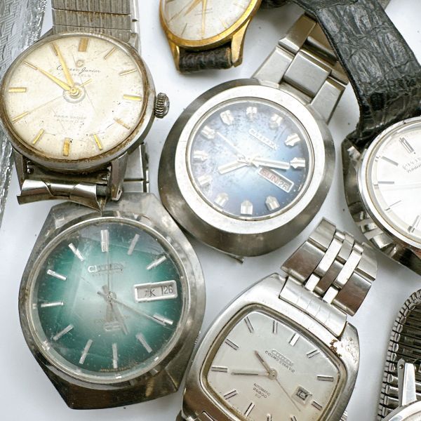 A061-43 1 иен старт работа неподвижный Junk суммировать автоматический CITIZEN Citizen сигнал ma- Date Deluxe мужские наручные часы редкость Vintage 