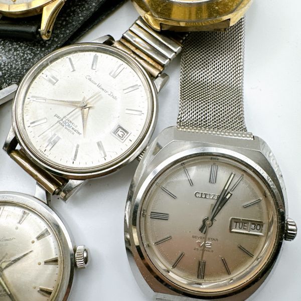 A061-43 1 иен старт работа неподвижный Junk суммировать автоматический CITIZEN Citizen сигнал ma- Date Deluxe мужские наручные часы редкость Vintage 