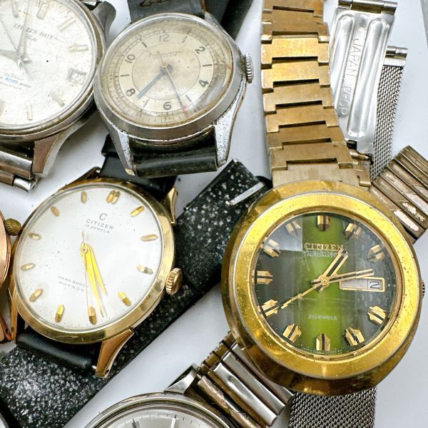 A061-43 1 иен старт работа неподвижный Junk суммировать автоматический CITIZEN Citizen сигнал ma- Date Deluxe мужские наручные часы редкость Vintage 