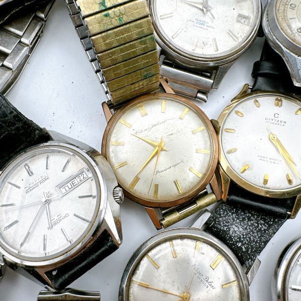 A061-43 1 иен старт работа неподвижный Junk суммировать автоматический CITIZEN Citizen сигнал ma- Date Deluxe мужские наручные часы редкость Vintage 