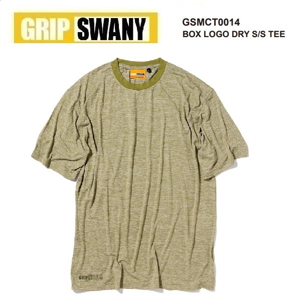 GRIP SWANY グリップスワニー ボックスロゴ ドライTシャツ グリーン L　GSMCT0014　メンズ　速乾Tシャツ　アウトドア