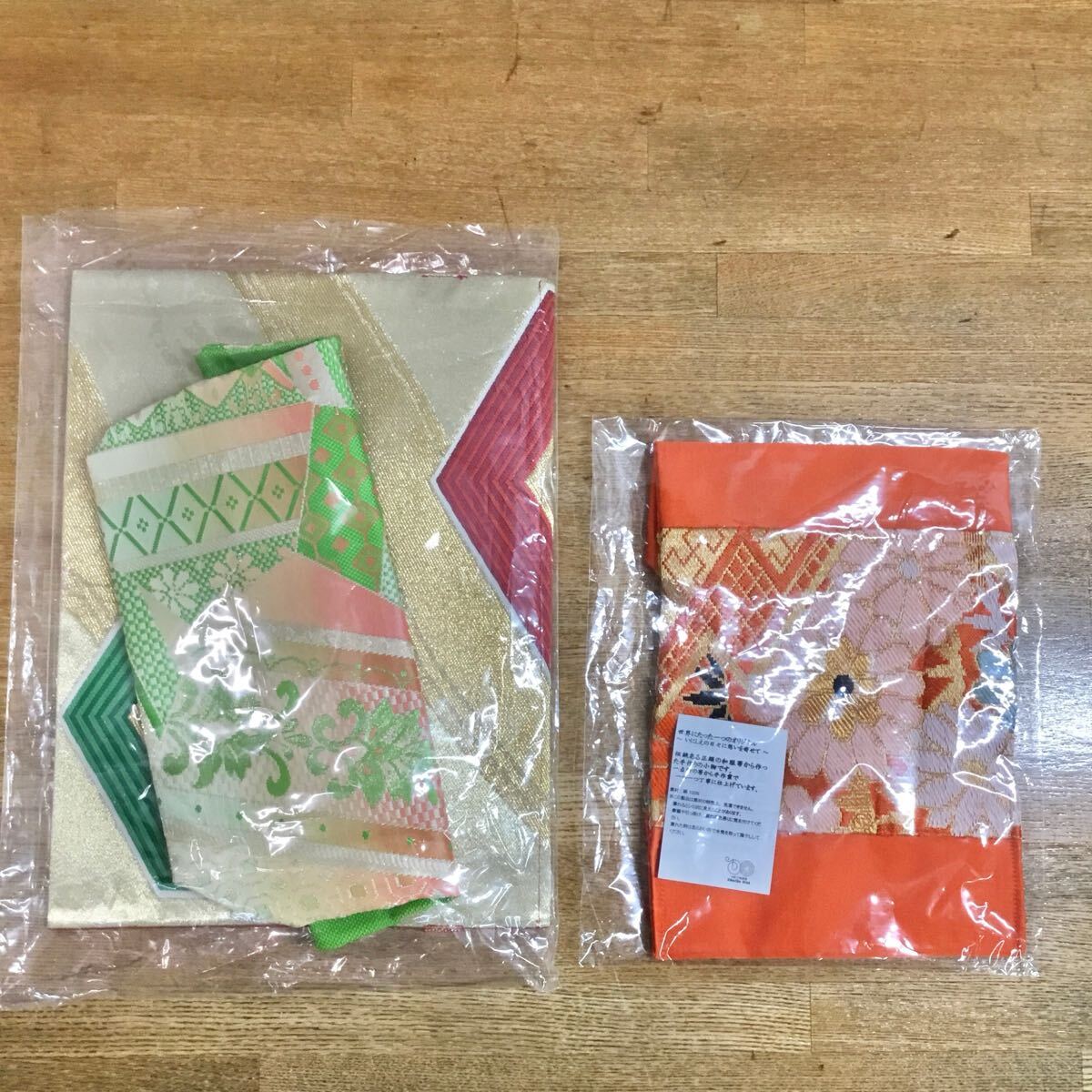 すみや 著物 正絹 和服帯から作った手作り小物 セット 絹100% ポーチ バッグ 和裝 レトロ リーフレット付き
