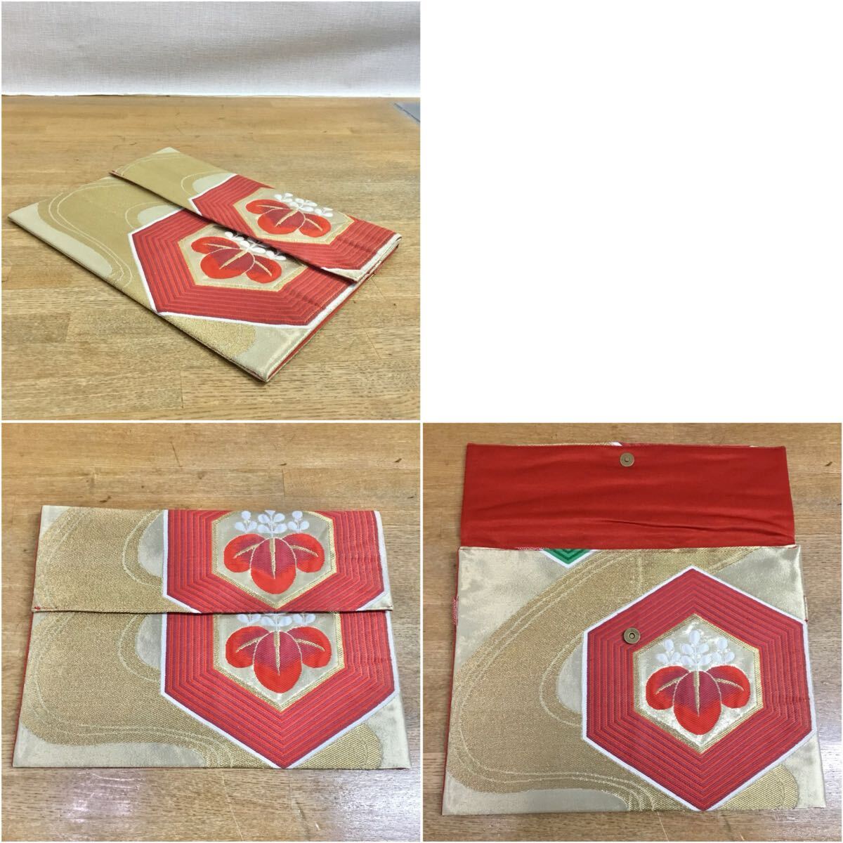 すみや 著物 正絹 和服帯から作った手作り小物 セット 絹100% ポーチ バッグ 和裝 レトロ リーフレット付き