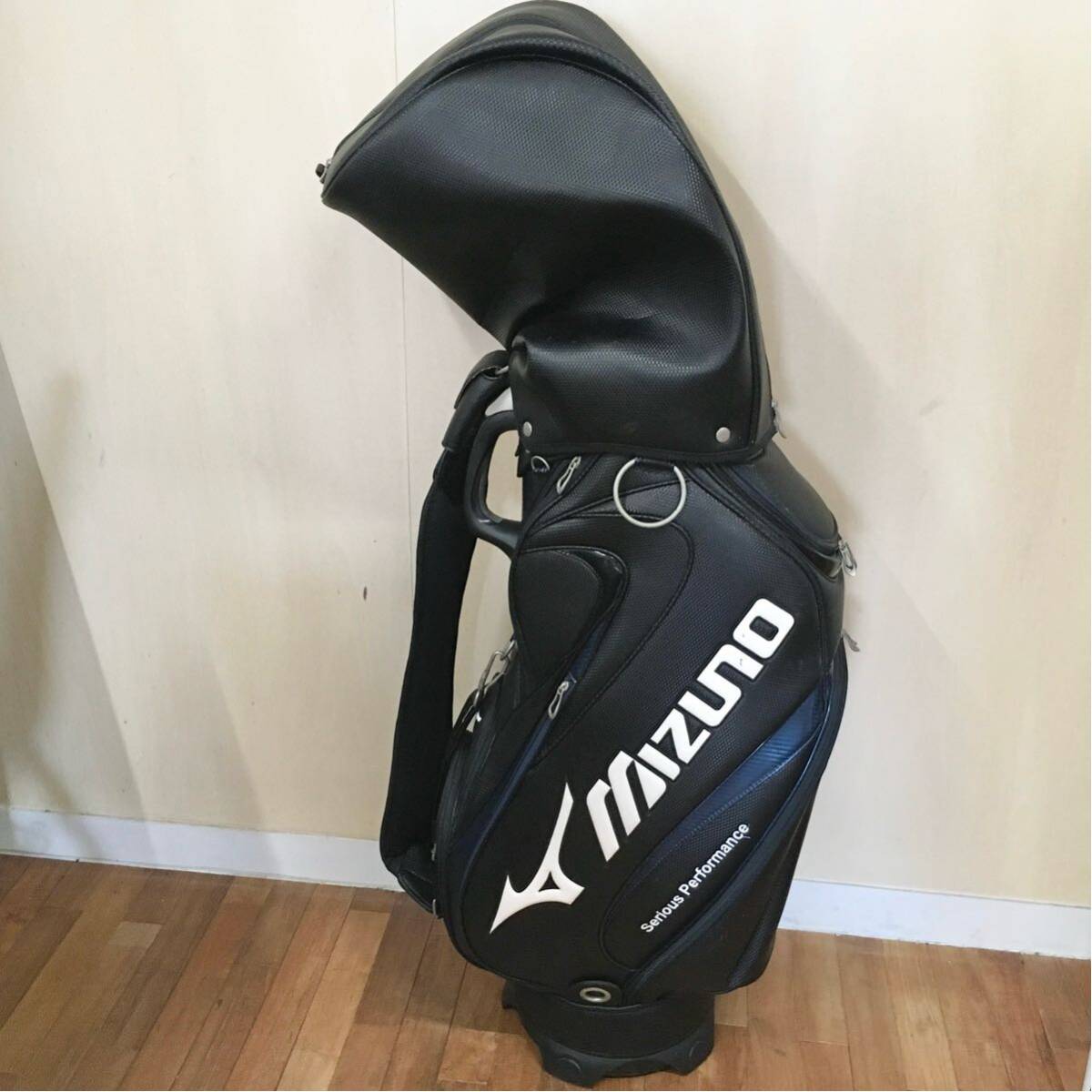 MIZUNO ミズノ MP Serious Performance キャディバッグ ゴルフバッグ 5分割 ブラック×ブルー 高さ約130cm 中古品