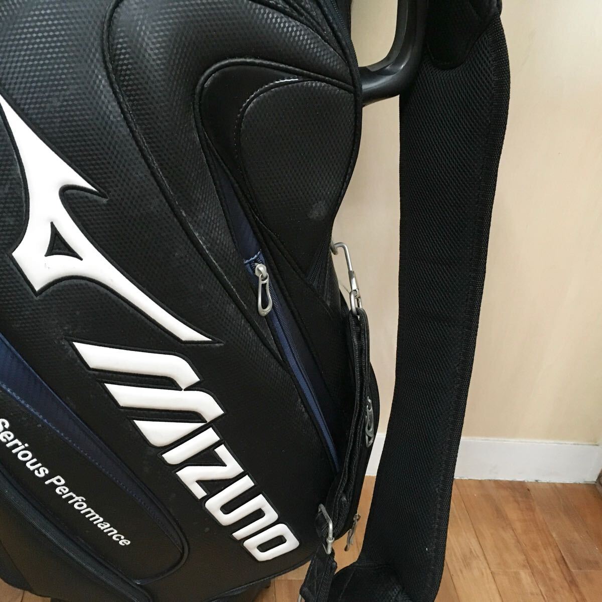 MIZUNO ミズノ MP Serious Performance キャディバッグ ゴルフバッグ 5分割 ブラック×ブルー 高さ約130cm 中古品