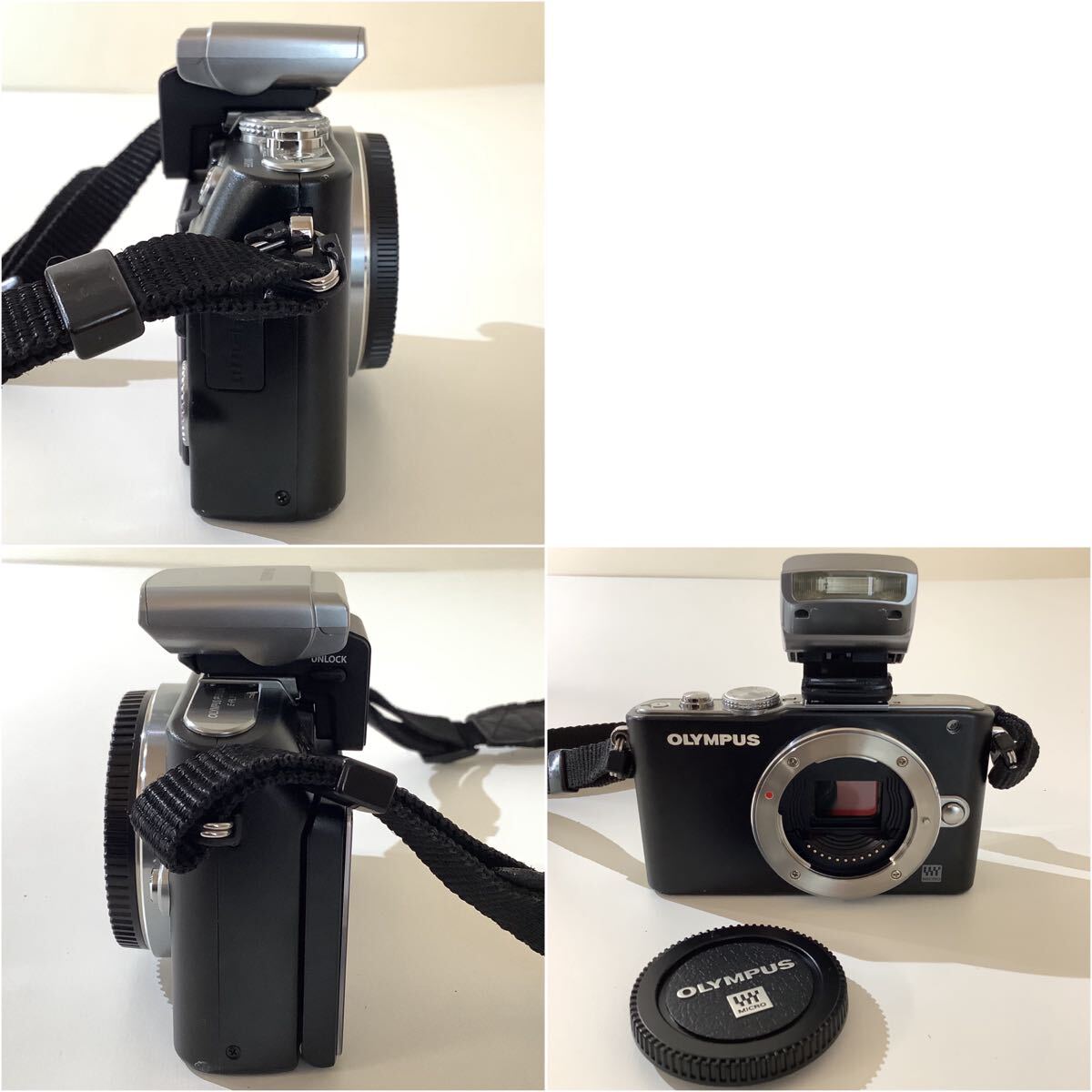 【動作品】OLYMPUS ミラーレス一眼カメラ PEN Lite E-PL3 ブラック＋レンズ 14-42mm F3.5-5.6 II R MSC＋40-150mm F4-5.6 R ED MSC 中古品