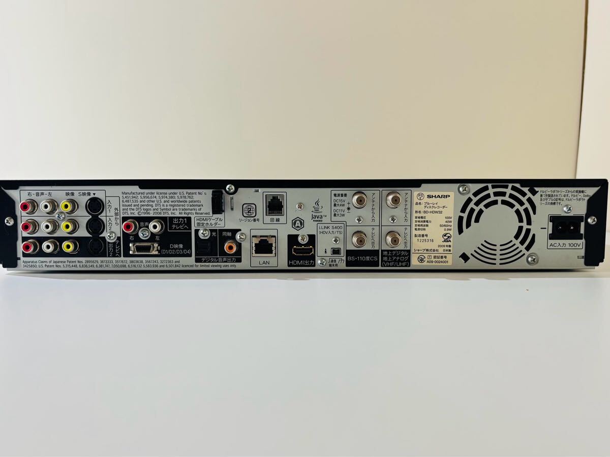 【動作品】SHARP シャープ AQUOS アクオス BDレコーダー BD-HDW32 ブルーレイディスクレコーダー 取説付き