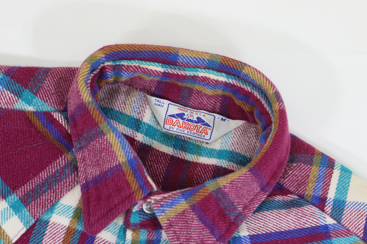 古着 k1297 Mサイズ ビンテージヘビーネルシャツ607080900USAオリジナルvintageヴィンテージdakotaダコタ_画像3