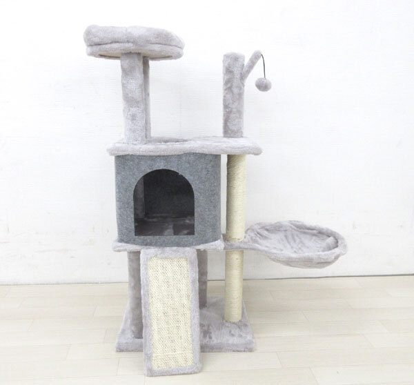 送料300円(稅込)■or690■キャットタワー グレー (CT-093)【シンオク】