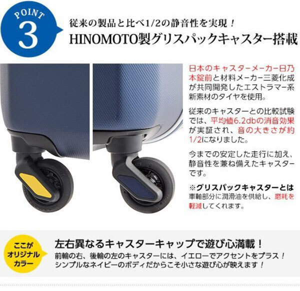 送料300円(稅込)■pu388■イノベーター スーツケース 鍵付 エンボスネイビー 約38L(INV-48) 17600円相當(dāng)【シンオク】