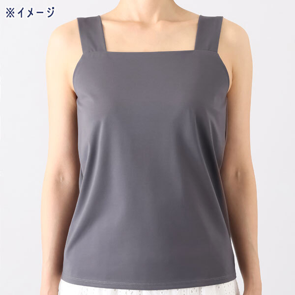 送料185円■tb698■▼ルクオーレ 接觸冷感 スクエアネック タンクトップ L ブラック【シンオク】【クリックポスト発送】