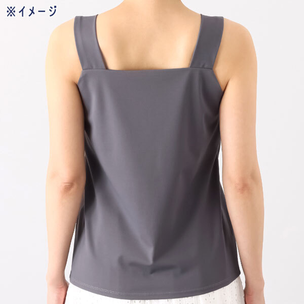 送料185円■tb698■▼ルクオーレ 接觸冷感 スクエアネック タンクトップ L ブラック【シンオク】【クリックポスト発送】